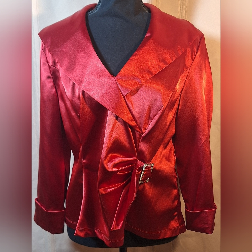 BLU SAGE Red Satin Blouse